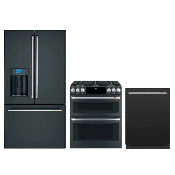 Combo cuisine Black Slate, Réfrigérateur 36’’, Cuisinière au gaz four double et lave-vaisselle