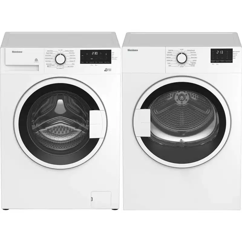 Ensemble laveuse frontale et sécheuse électrique BLOMBERG 24 pouces, blanc – WM72200W / DV17600W2